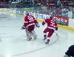 Warmups.  We were standing on the Red Wings side of the ice.