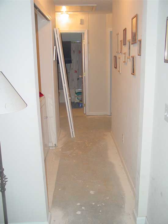 This is how the hallway looked after I ripped up the carpet.