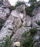 This is the site of the top of Pilot Mountain.  We were hiking around it.  Adrienne said this picture made her legs look fat so I cropped the image at her hips.